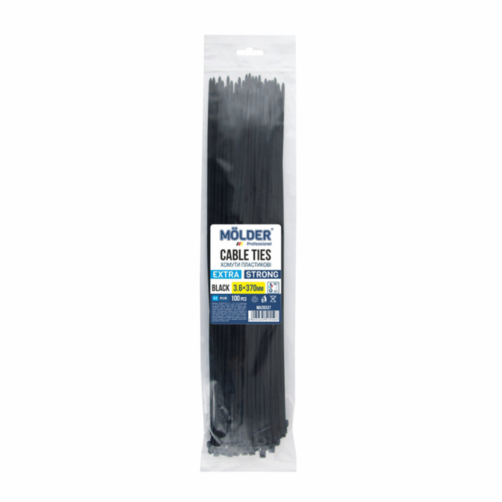 Хомуты Molder пластиковые черные 3.6x370, 100шт