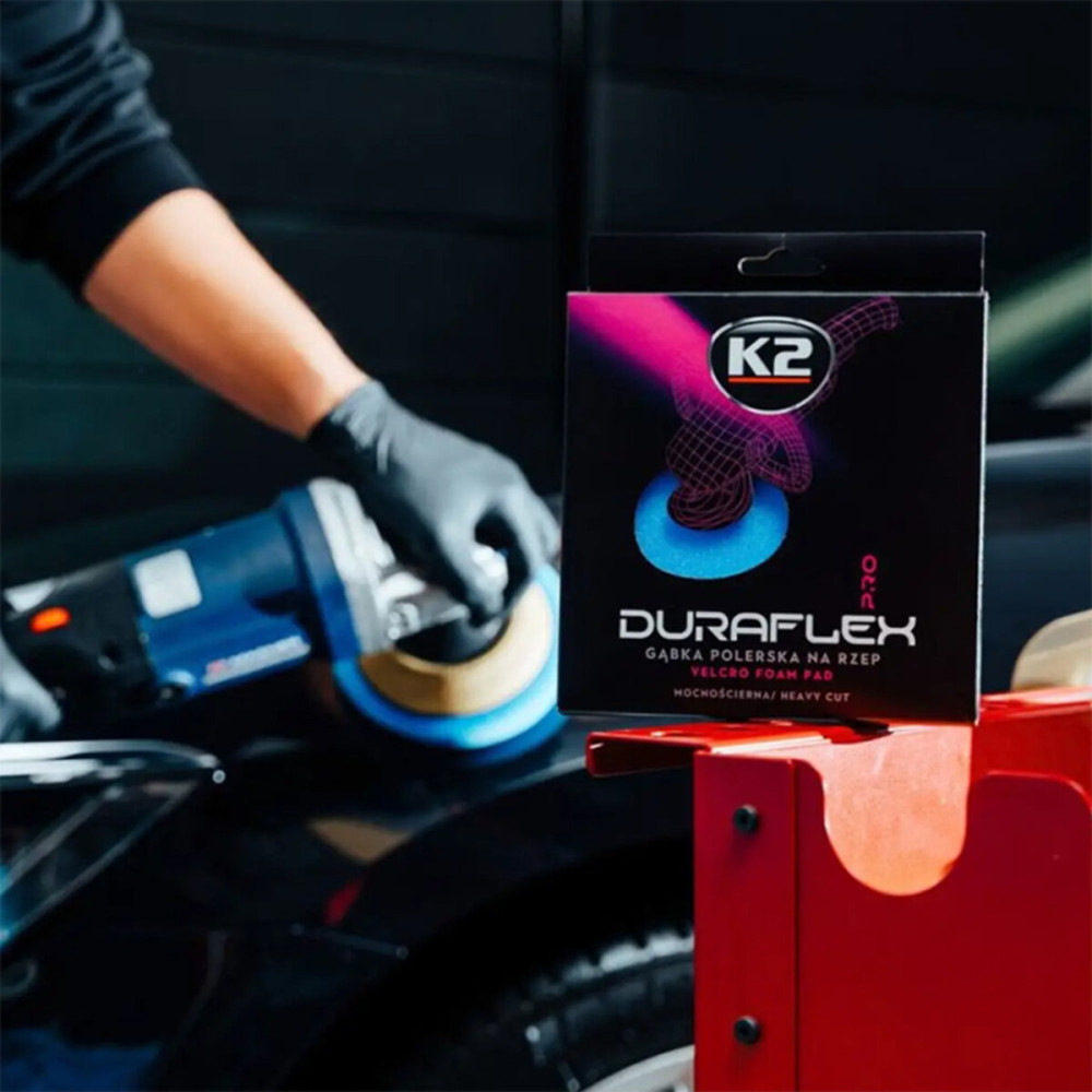 Губка для полірування K2 Duraflex жорстка блакитна 150*25мм на липучці