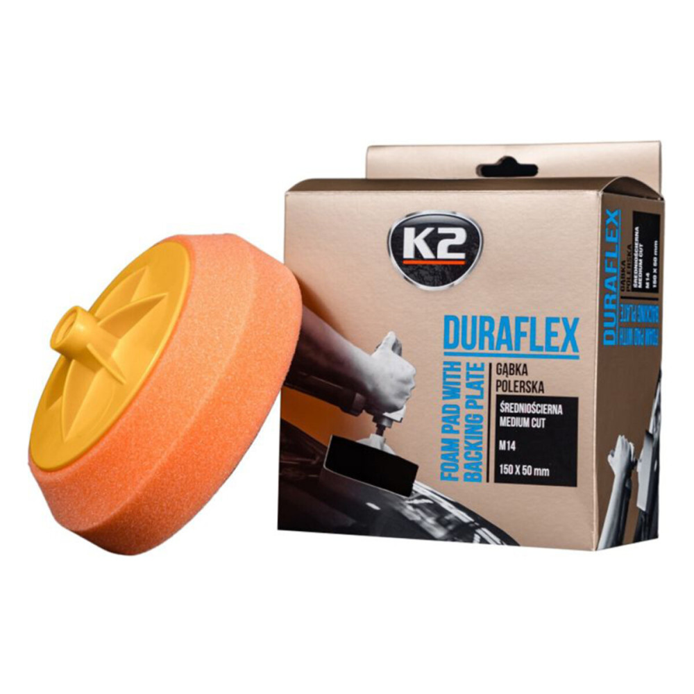 Губка полировальная K2 Duraflex средняя для лакокрасочных покрытий 150х50мм оранжевая