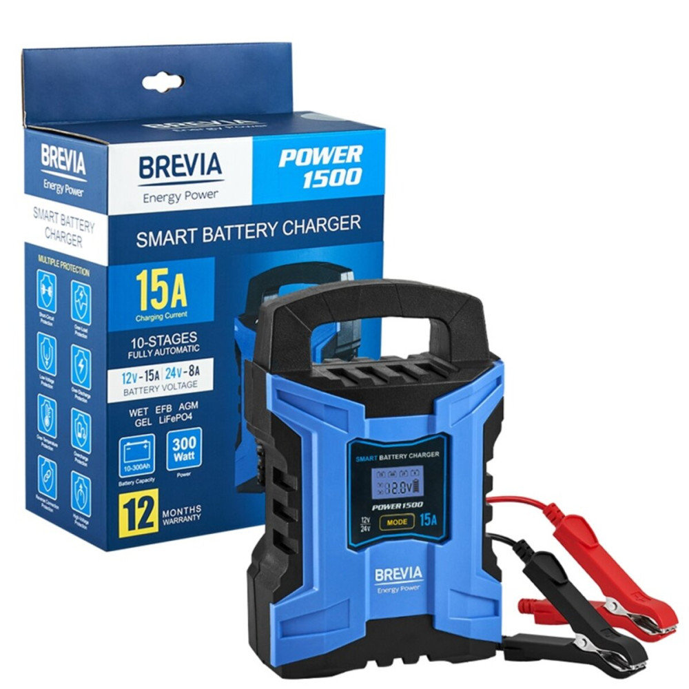 Зарядное устройство для АКБ Brevia Power 1500 15A, 12V/24V