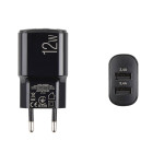Сетевое зарядное устройство Brevia ePower 12W 2xUSB-A черный