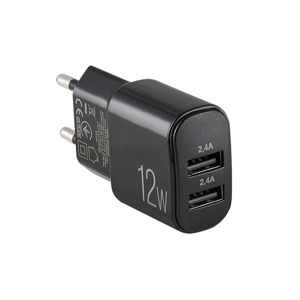 Сетевое зарядное устройство Brevia ePower 12W 2xUSB-A черный