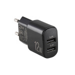 Сетевое зарядное устройство Brevia ePower 12W 2xUSB-A черный