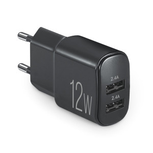 Сетевое зарядное устройство Brevia ePower 12W 2xUSB-A черный