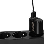 Сетевое зарядное устройство Brevia ePower 12W 2xUSB-A + кабель USB-A to Lightning 1м черный