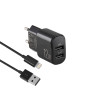 Мережевий зарядний пристрій Brevia ePower 12W 2xUSB-A + кабель USB-A to Lightning 1м чорний