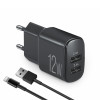 Сетевое зарядное устройство Brevia ePower 12W 2xUSB-A + кабель USB-A to Lightning 1м черный