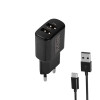 Сетевое зарядное устройство Brevia ePower 12W 2xUSB-A + кабель USB-A to USB-C 1м черный