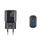 Сетевое зарядное устройство Brevia ePower PD20W USB-C+USB-A черный