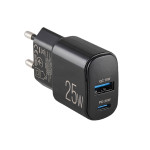 Сетевое зарядное устройство Brevia ePower PD25W USB-C+USB-A черный