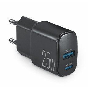 Сетевое зарядное устройство Brevia ePower PD25W USB-C+USB-A черный