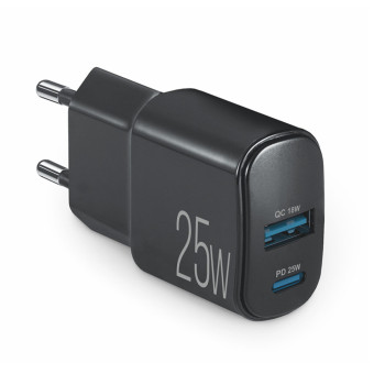 Сетевое зарядное устройство Brevia ePower PD25W USB-C+USB-A черный