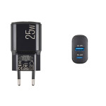 Сетевое зарядное устройство Brevia ePower PD25W USB-C+USB-A черный