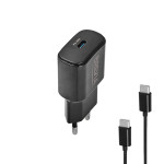 Мережевий зарядний пристрій Brevia ePower PD20W + кабель USB-C to USB-C 1м чорний