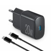 Сетевое зарядное устройство Brevia ePower PD20W + кабель USB-C to USB-C 1м черный