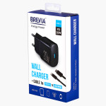 Мережевий зарядний пристрій Brevia ePower PD20W + кабель USB-C to Lightning 1м чорний