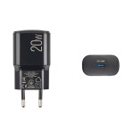 Мережевий зарядний пристрій Brevia ePower PD20W + кабель USB-C to Lightning 1м чорний
