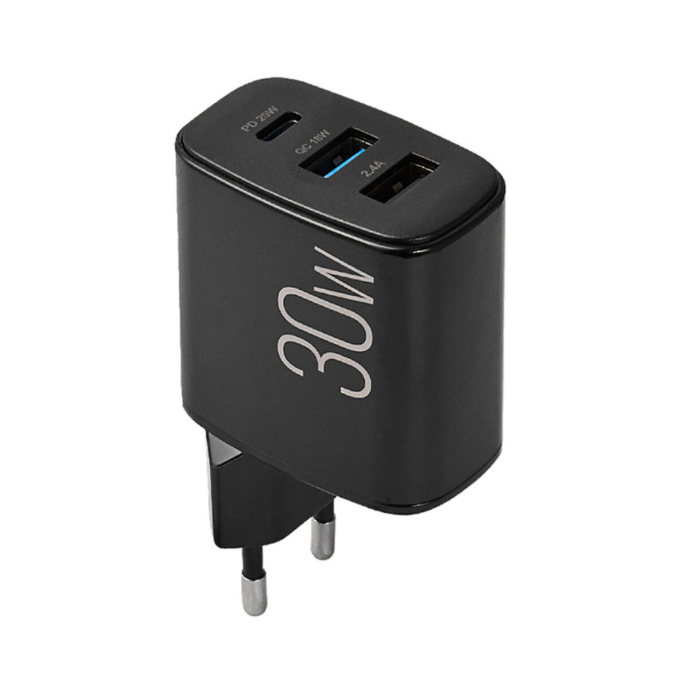 Мережевий зарядний пристрій Brevia ePower PD20W+QC18W+12W чорний