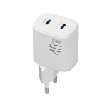 Сетевое зарядное устройство Brevia ePowerGaN PD45W 2xUSB-C белый