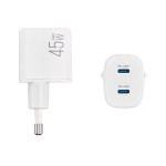 Сетевое зарядное устройство Brevia ePowerGaN PD45W 2xUSB-C белый