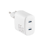 Сетевое зарядное устройство Brevia ePowerGaN PD65W 2xUSB-C белый