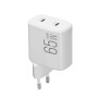 Сетевое зарядное устройство Brevia ePowerGaN PD65W 2xUSB-C белый