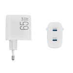 Сетевое зарядное устройство Brevia ePowerGaN PD65W 2xUSB-C белый