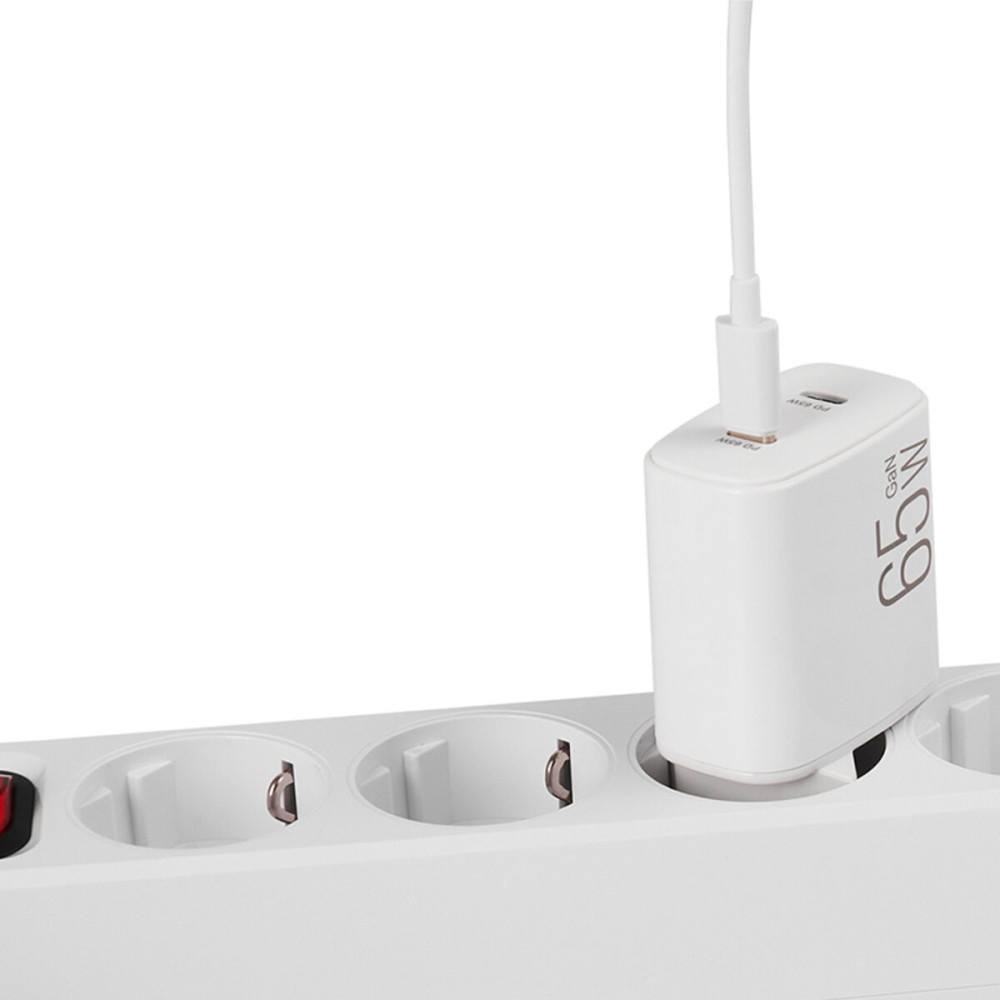 Сетевое зарядное устройство Brevia ePowerGaN PD65W 2xUSB-C белый