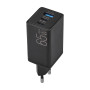 Мережевий зарядний пристрій Brevia ePowerGaN PD65W 2xUSB-C+USB-A чорний