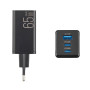 Мережевий зарядний пристрій Brevia ePowerGaN PD65W 2xUSB-C+USB-A чорний