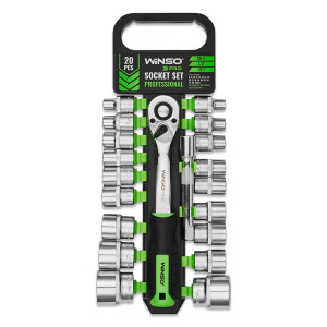 Профессиональный набор торцевых головок с трещоточкой и удлинителем Winso Pro 1/2" 72Т CR-V 8-32мм 20шт