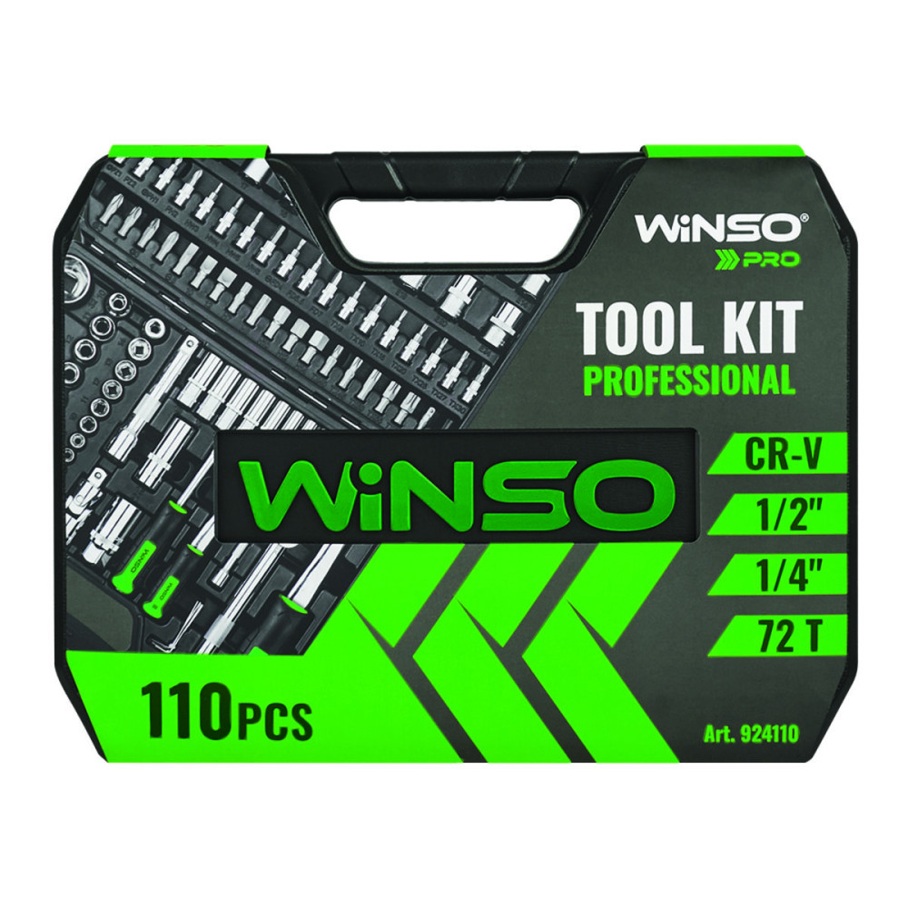Професійний набір інструментів в кейсі Winso Pro 1/2', 1/4' 72T, CR-V, 110од.