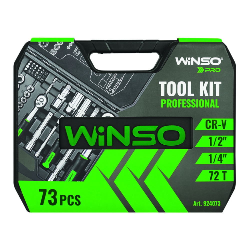 Професійний набір інструментів в кейсі Winso Pro 1/2', 1/4' 72 T, CR-V, 73од.