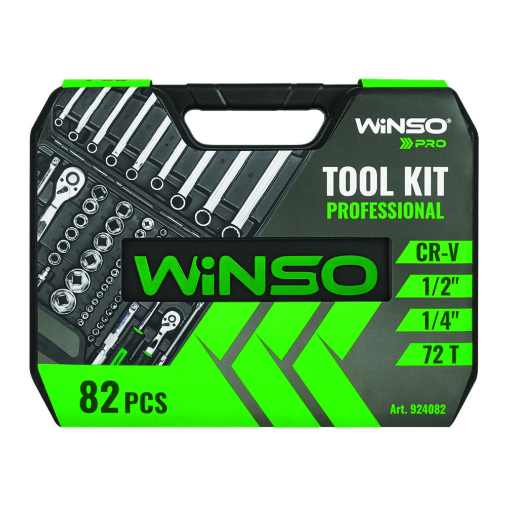 Професійний набір інструментів в кейсі Winso Pro 1/2', 1/4' 72 T, CR-V, 82од.