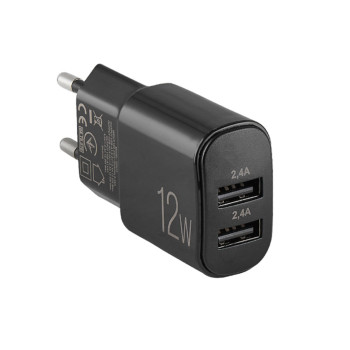 Мережевий зарядний пристрій Winso Pro 12W 2xUSB-A чорний