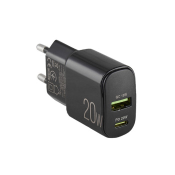 Мережевий зарядний пристрій Winso Pro PD20W USB-C+USB-A чорний