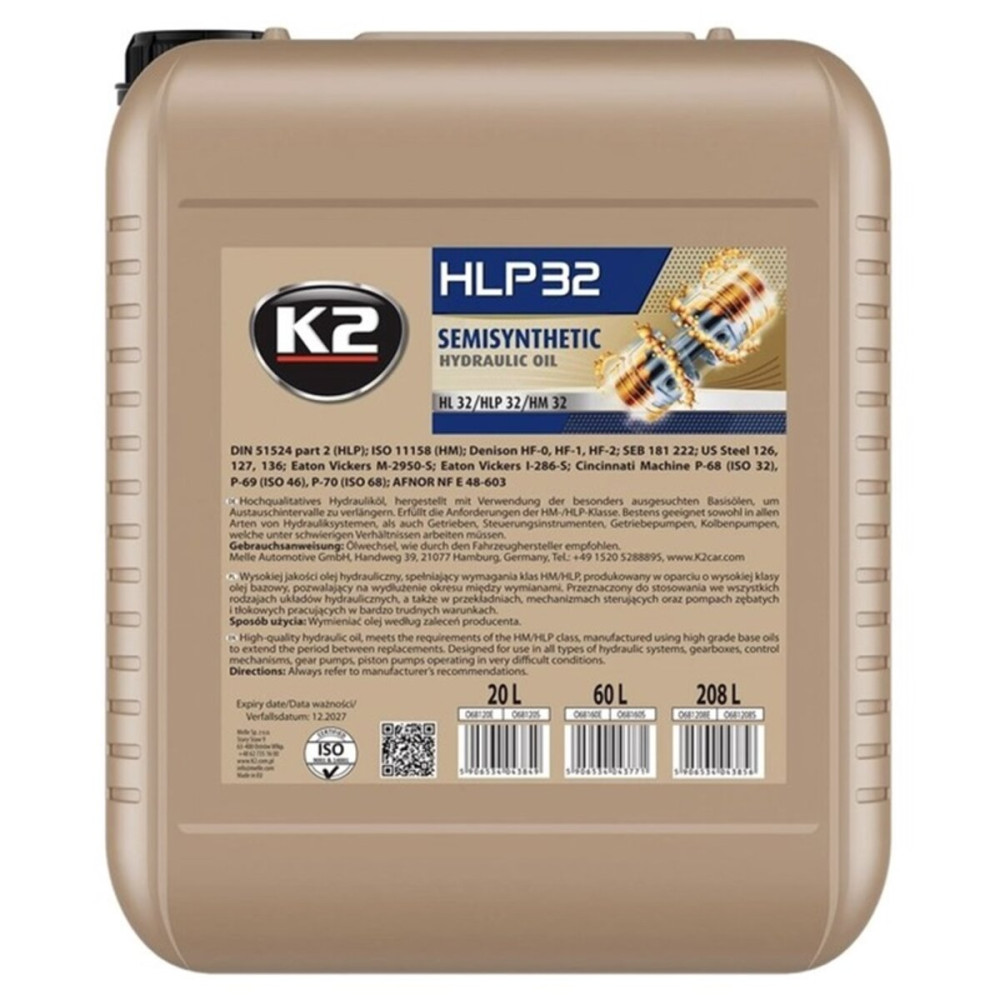Гидравлическая жидкость K2 HLP 32 Hydraulic 20л