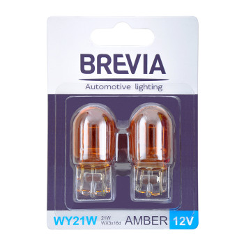 Лампа накаливания Brevia WY21W 12V 21W WX3x16d AMBER B2, 2шт
