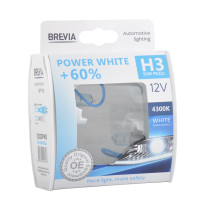 Галогенова лампа Brevia H3 12V 55W PK22s Power White +60% 4300K S2