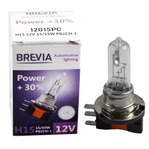 Галогеновая лампа Brevia H15 12V 15/55W PGJ23t-1 Power +30% CP