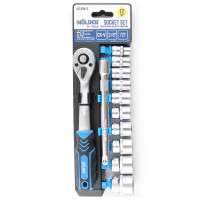 Професійний набір головок торцевих з тріскачкою та подовжувачем CR-V Molder 3/8' 72Т,10-24мм (12шт)