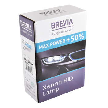 Ксеноновая лампа Brevia H1 +50%, 6000K, 85V, 35W P14.5s KET, 2шт