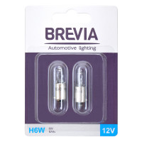 Лампа накаливания Brevia H6W 12V 6W BA9s 2шт