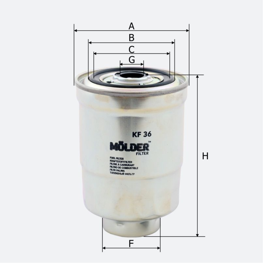 Фільтр паливний Molder Filter KF36 (WF8058, KC46, WK66)