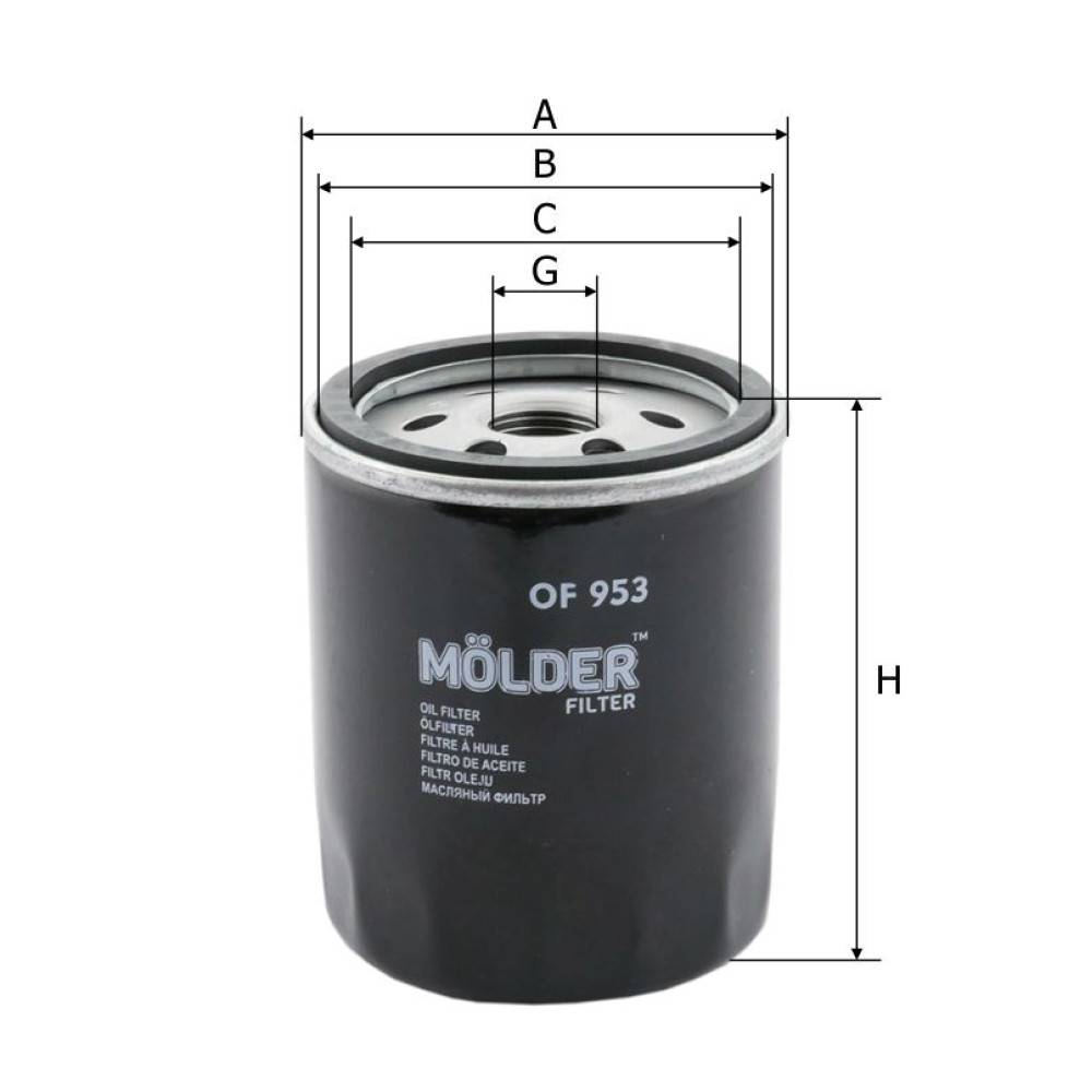 Фільтр масляний Molder Filter OF 953 (WL7323, OC1063, W71273)