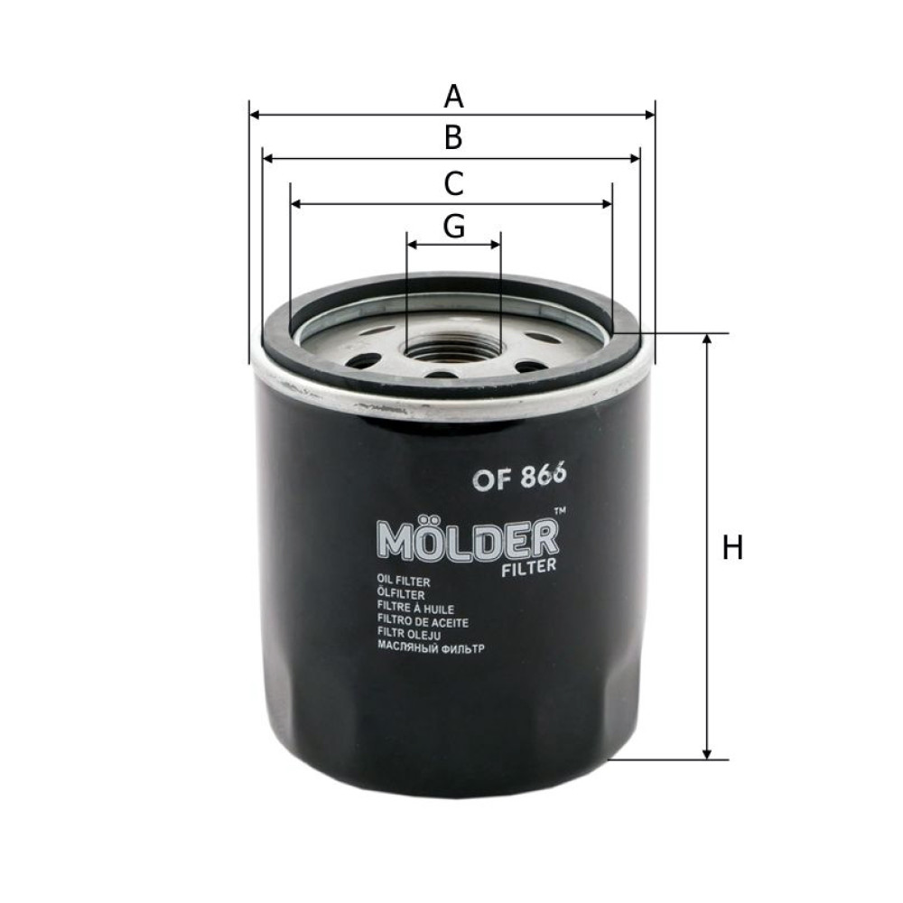 Фільтр масляний Molder Filter OF 866 (WL7086, OC976, W7161)