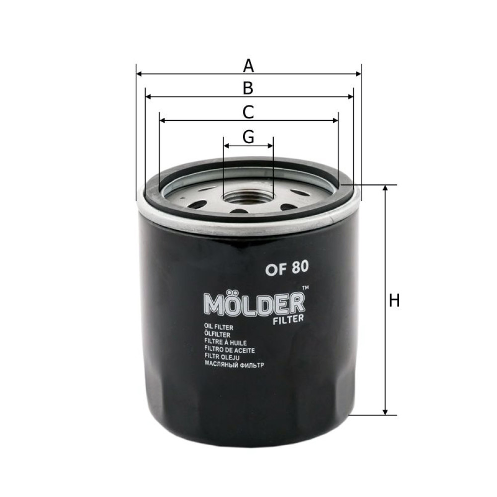 Фільтр масляний Molder Filter OF 80 (WL7129, OC90o. F., W71275)