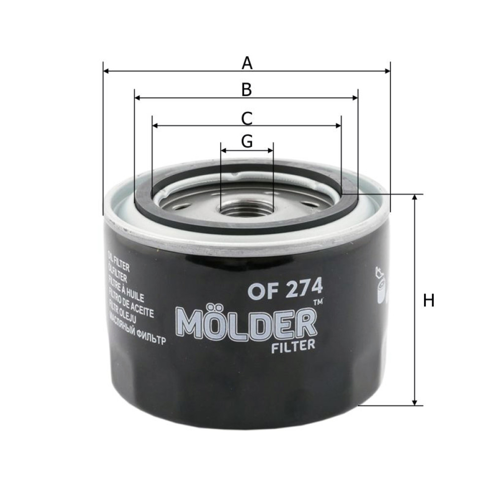 Фільтр масляний Molder Filter OF 274 (WL7168, OC384, W9142)
