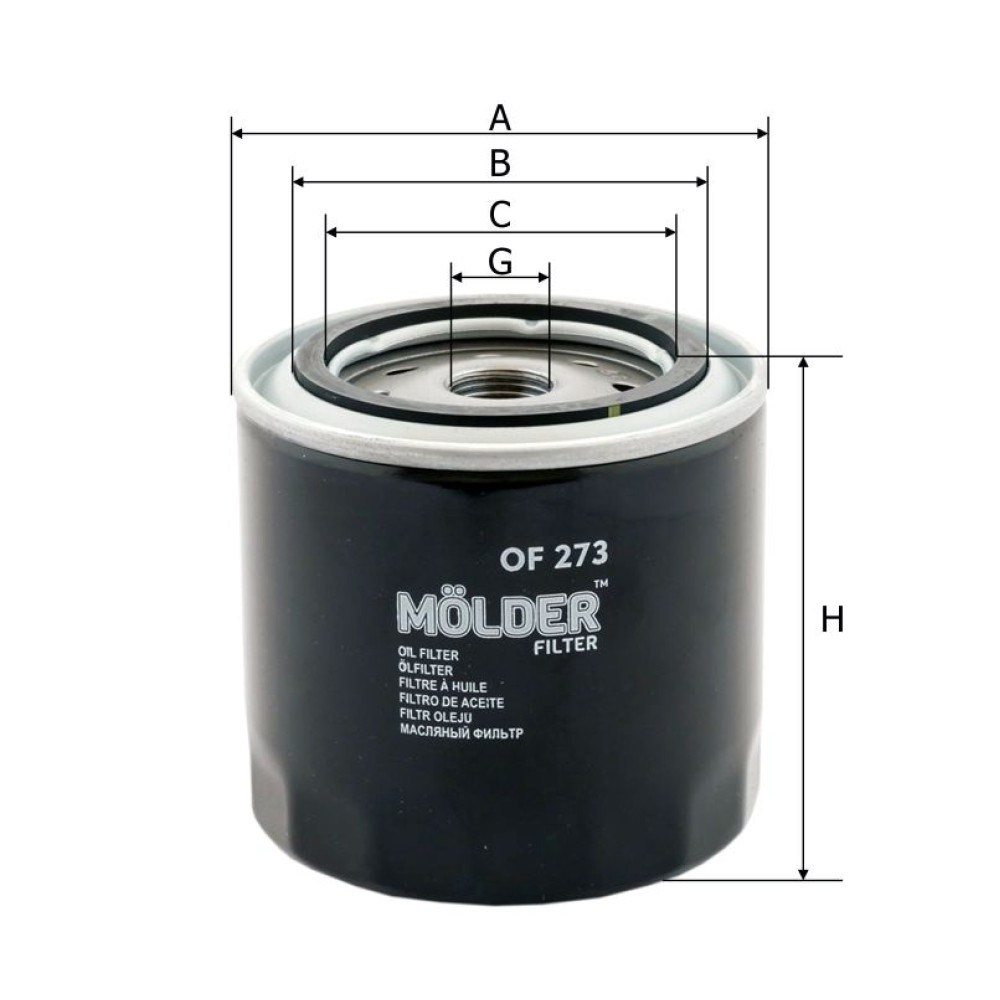 Фільтр масляний Molder Filter OF 273 (WL7067, OC383, W7172)