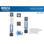 Телескопическая инспекционная лампа Brevia LED 3W COB+1W LED 300lm 2000mAh, Type-C 11340